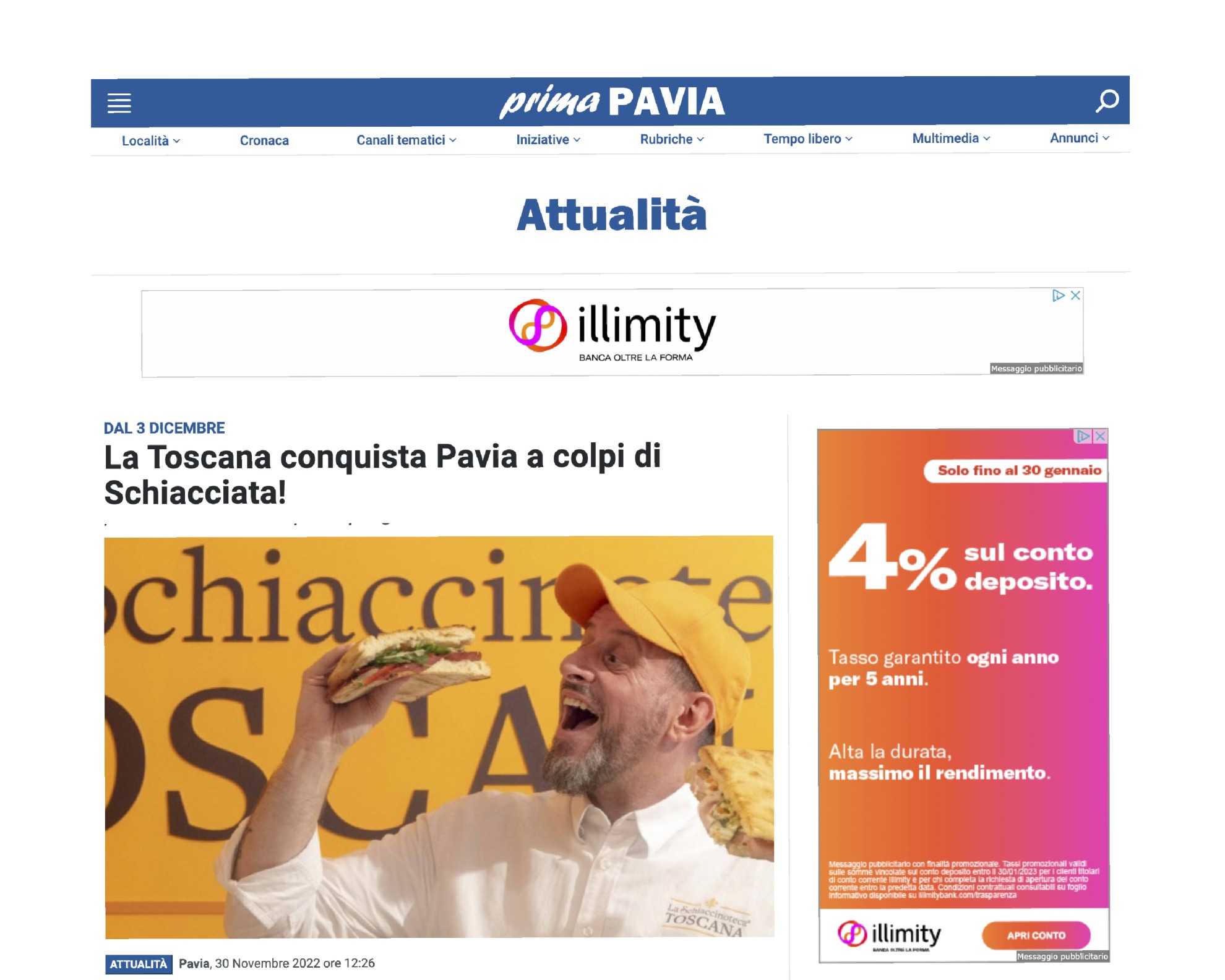 Prima Pavia | Rassegna stampa | La Schiaccinoteca Toscana