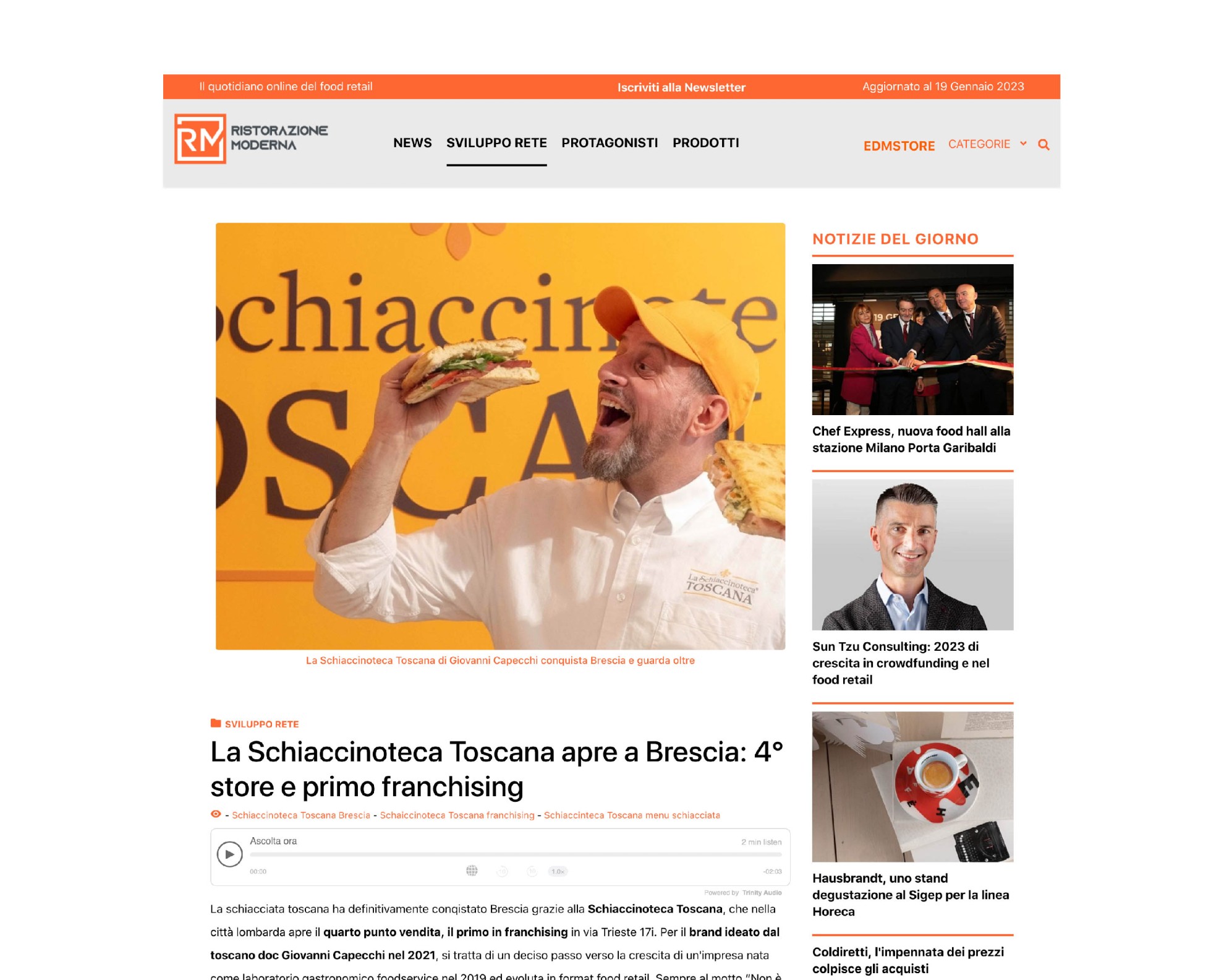 Ristorazione Moderna | Rassegna stampa | La Schiaccinoteca Toscana
